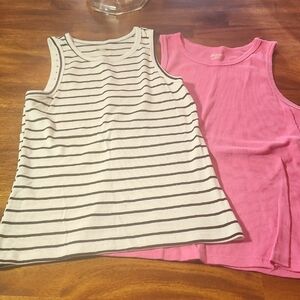No Boundaries Two Tank Tops Sz Med Pink And Black And White Stripe